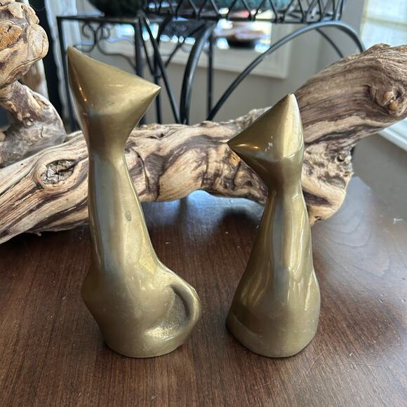 Vintage 1950s Mid Century Large Brass Siamese Cat Statue Figurine MCM - Picture 3 of 6